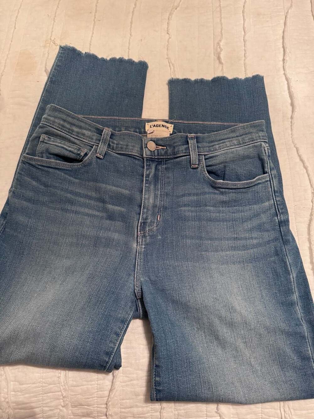 L'AGENCE Camden High Rise Cropped Raw Hem Jeans Size 28